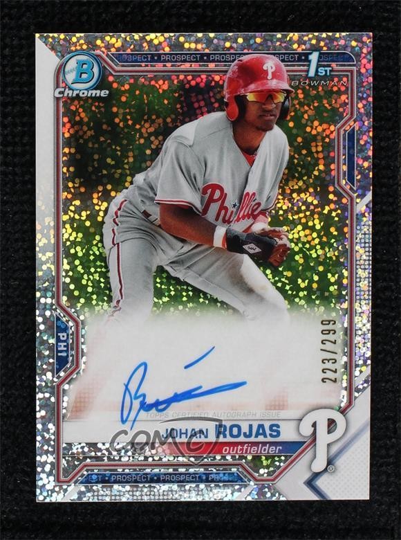 2021 Bowman Chrome Prospects Speckle Refractor 223/299 Johan Rojas Auto 0ok8