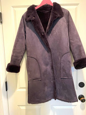 Velvet by Graham  Spencer Women  s Purple Reversible Faux Fur / Suede Coat Sz S