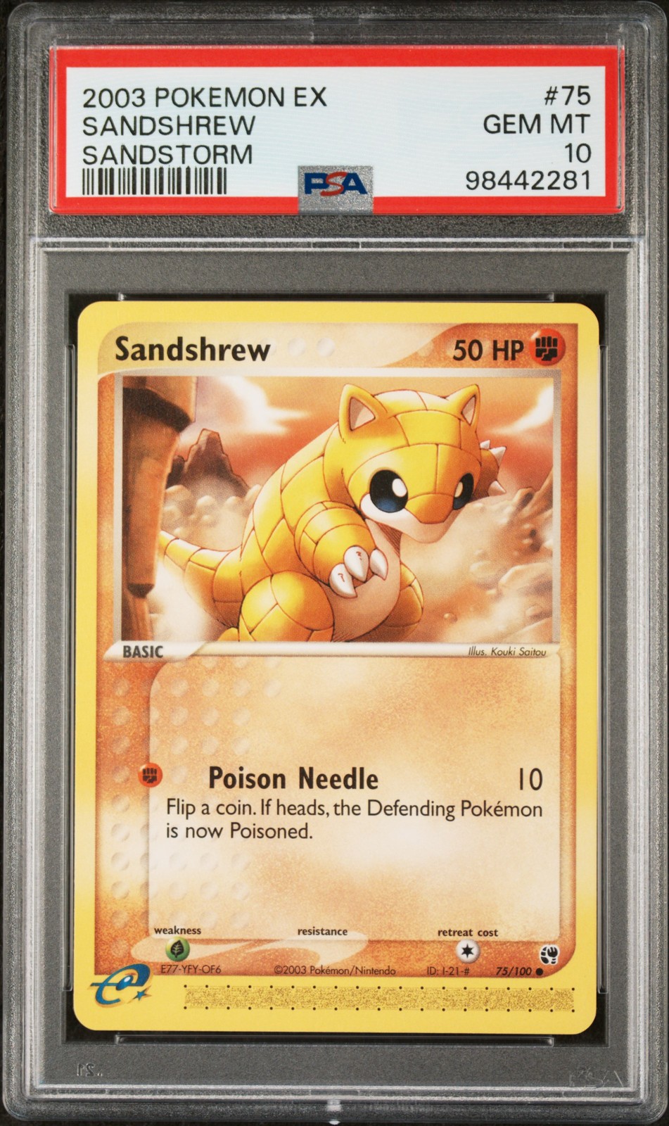 2003 POKEMON EX SANDSTORM #75 SANDSHREW PSA 10