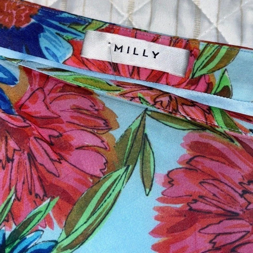 Блузка на одно плечо Milly с цветочным узором маленькая цвет морской волны синяя красная курортная вечеринка топ для отпуска - Изображение 3 из 4