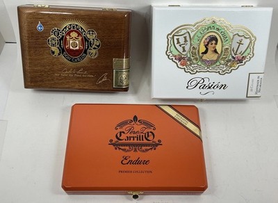 Lot Of 3 Empty Cigar Boxes - Arturo Fuente - La Aroma De Cuba - Perez Carrillo