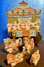 Miniature 7-Piece Merri-go-Round Tea Set Hand Painted Lots of Detail  56