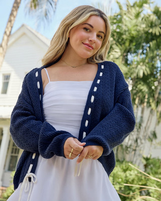 Hollister leicht strukturierte No-Close Strickjacke marineblau XXS Größe 14-16 brandneu Etikett