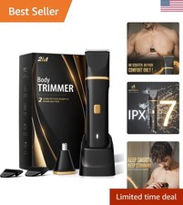 Electric Body Trimmer for Men, Waterproof Groin and Pubic Hair Shaver, 2 in 1...