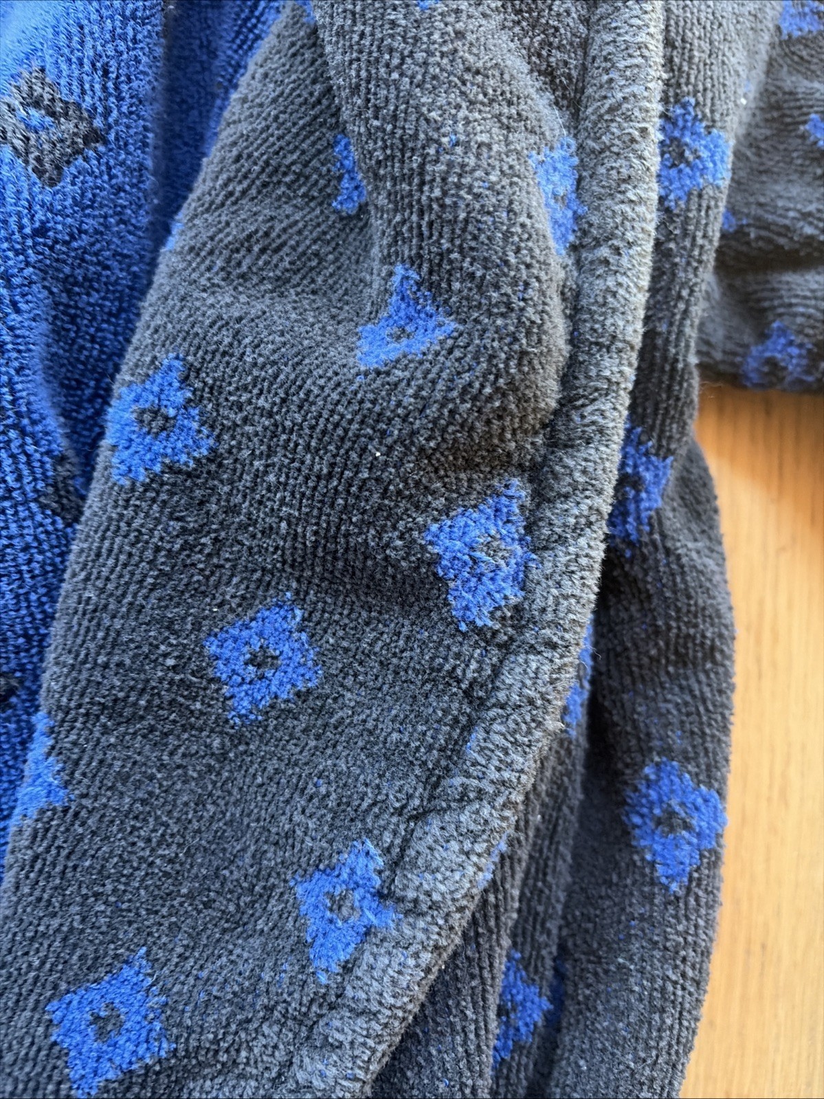 Vintage Christian Dior Monsieur Robe Kimono Geometric Pattern Retro Black Blue thumbnail 5