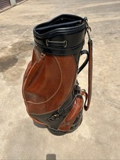 Vintage Walter Hagen Leather Golf Bag Brown Black. Xlnt Condition