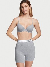 NWT Victoria s Secret Logo Cotton High-Waist Boxer Brief VS Heather Gray Size M