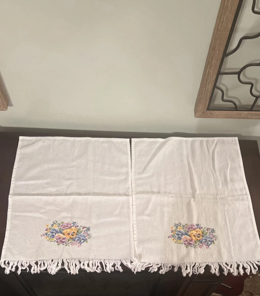 De colección Punto de Cruz Pensamiento Cómoda Bufandas/Servilletas de Mesa - 13" x 16.5" Floral Foto 4 de 4