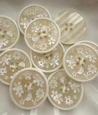 10PC White Flower & Leave Resin Buttons Sewing Crafts Flat Back Buttons 15mm