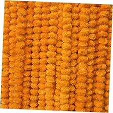 5 PC - 5 feet Marigold Garland Indian/American Golden Yellow Light Orange 