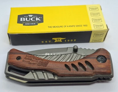 Buck X61 Taschenmesser Klappmesser Holzgriff Edelstahl Drop-Point Liner-Lock - Bild 1 von 4