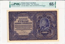 State Loan Bank Poland 1000 Marek 1919  PMG  65EPQ