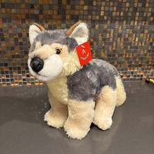 Aurora 12" Gray Wolf Standing Plush Stuffed Animal Realistic Timber Gray Brown