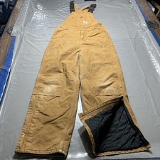 Carhartt Youth Bib Overalls Brown Duck Canvas Size 14 Workwear Utility Insulated