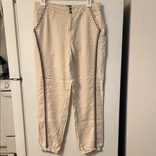 Anthropologie NWT Small Cream Pants with design