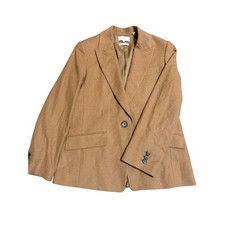 Vince Camel Brown Wool Blend Single Button Blazer Jacket Size 2 Italian Fabric