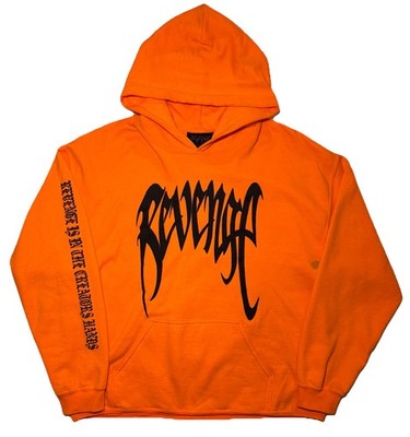 Revenge Xxxtentacion Hoodie Sweatshirt Grunge Hip Hop Orange Adult Large Cutoff