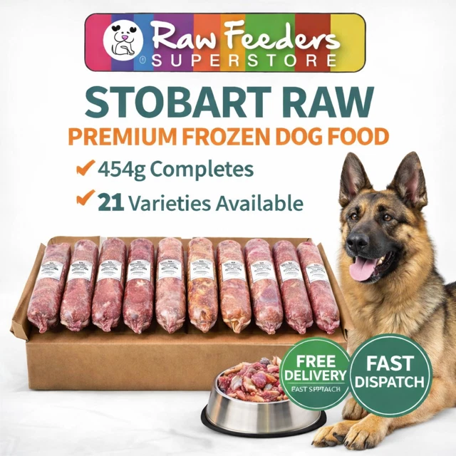 Stobart Raw Dog Food – 30 MIXED Completes x 454g **FREE DELIVERY ** 80/10/10
Opens in a new window o