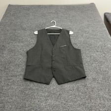 Unbranded Vest Men S Gray Polyester V Neck Button Up Formal Waistcoat Business