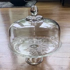 Vintage Anchor Hocking "Canfield" Clear Glass Pedestal Cake Stand W/Dome Lid