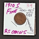 1910 S    FINE  LINCOLN CENT   1910S FINE  (scratches) / RS COINS #31M FREE SHIP