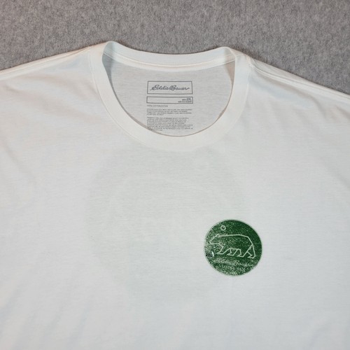 Eddie Bauer Printed T-Shirt Men's Size 2XL White Circle Bear Logo Casual 1195 - Picture 1 of 12