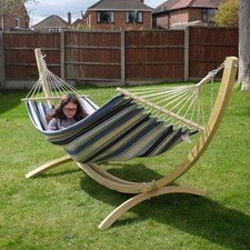 Blue Lagoon Garden Outdoor Hammock & Natural Spruce Wood Stand Set 120kg Size L