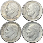 1957-D, 1961-D, 1962-D & 1964-D Roosevelt Silver Dime Lot – 90% Silver