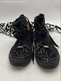 J75 Womens Black Studded Lace Up High Top Casual Sneaker Shoes Size 8