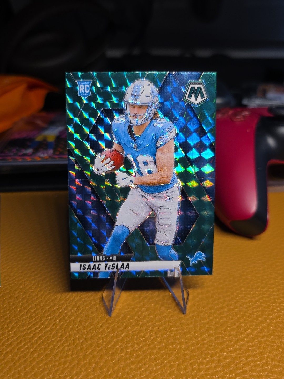 2025 Mosaic Isaac TeSlaa Rookie Green Mosaic Prizm RC #319 Lions