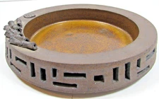 Vintage Unique Japanese Stone Wear  Ashtray  Trinket Dish Signed