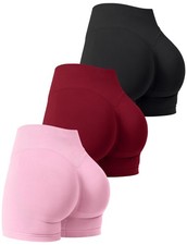 Niipty 3 Pack Workout Gym Shorts Women Scrunch Butt Lifting Seamless High Waist