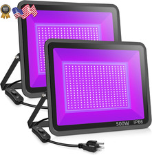 2 Pack 500W LED Black Lights,Outdoor Flood Blacklight Light with Plug IP66 W.