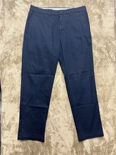 Haggar Men's Iron Free Premium Khaki Straight Fit Blue Pant Waist 34x30