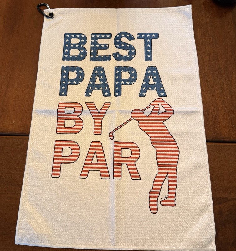 New Golf Towel With Clip-“best Papa By Par”