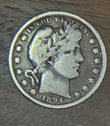 1894 Barber Half Dollar Silver Coin 90% US Liberty Head Circulated