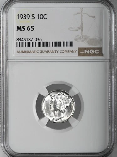 1939-S  10C  MERCURY SILVER DIME  "SAN FRANCISCO MINT"  NGC MS65 #8345182-036