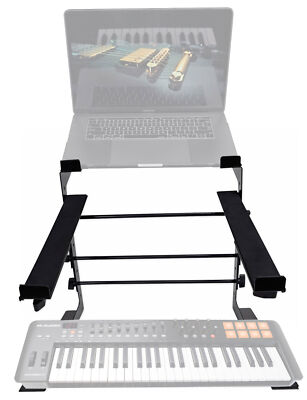 Rockville Dual Laptop+Controller Stand for M-Audio Oxygen 49 MK IV Keyboard