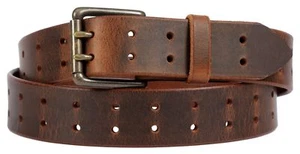 Brown Leather Belt with Lifetime Warranty. Double prong Made in the USA  #132-06