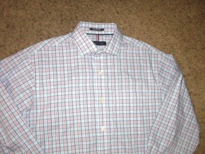 TOMMY HILFIGER colorful cotton blend stretch long sleeve shirt men's Medium