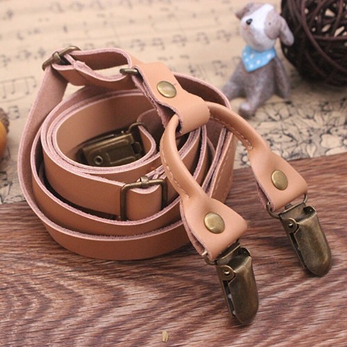 Mens Genuine Leather Adjustable Wedding Party Suspenders Y-Back Clip-On Braces - Picture 8 of 11