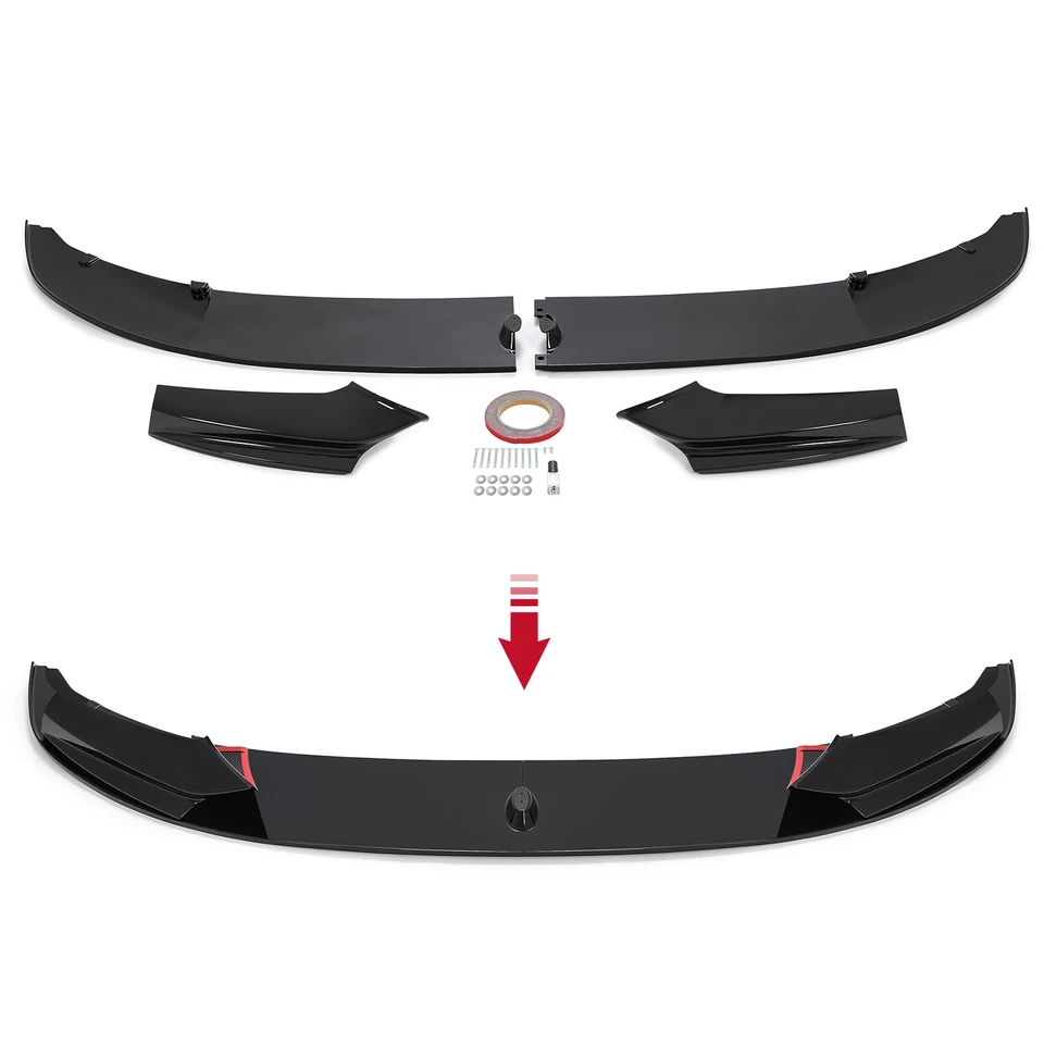 Divisor de labios de alerón delantero brillante para BMW F10 520i 528i 550i M Sport 11-16 Foto 3 de 4