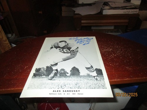 Alex Sandusky Baltimore Colts Signed Vintage 8X10 Football Photo To Bill
