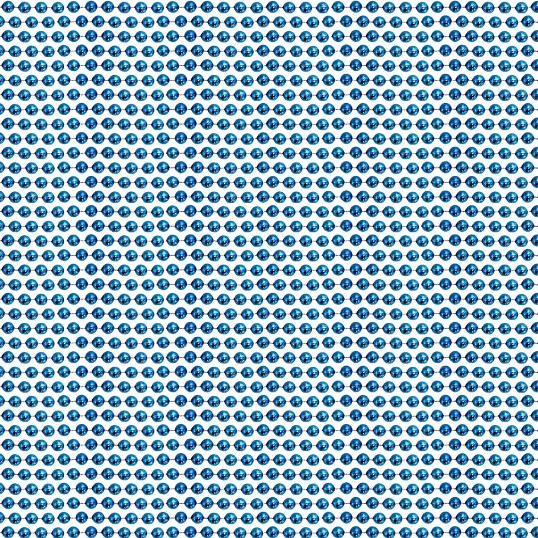 33 inch 07mm Round Metallic Medium Blue/Turquoise Mardi Gras Beads - 6 Dozen (72