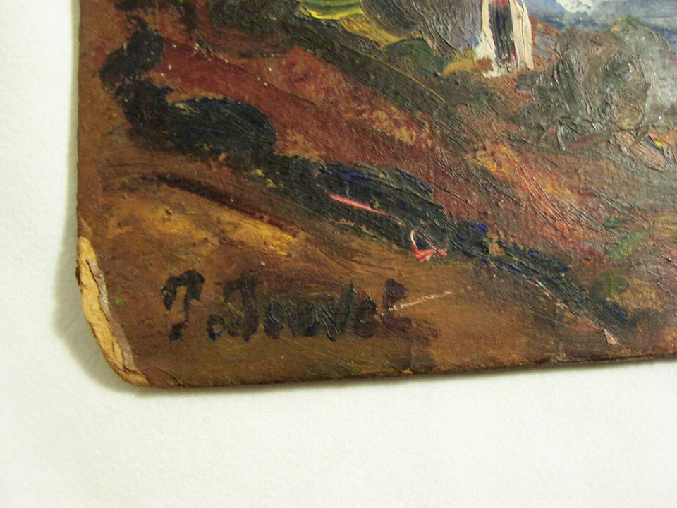 Peinture HUILE sur panneau Paul JOUVET 1882-1981 vue de MONTAGNE maison VILLAGE - Photo 4/4