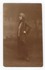 Early 1900's RPPC Woman Posing In Wooded Area Unposted