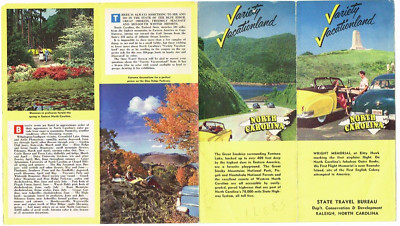 Variety Vacationland North Carolina Brochure 1950's Vintage Smoky Mountains