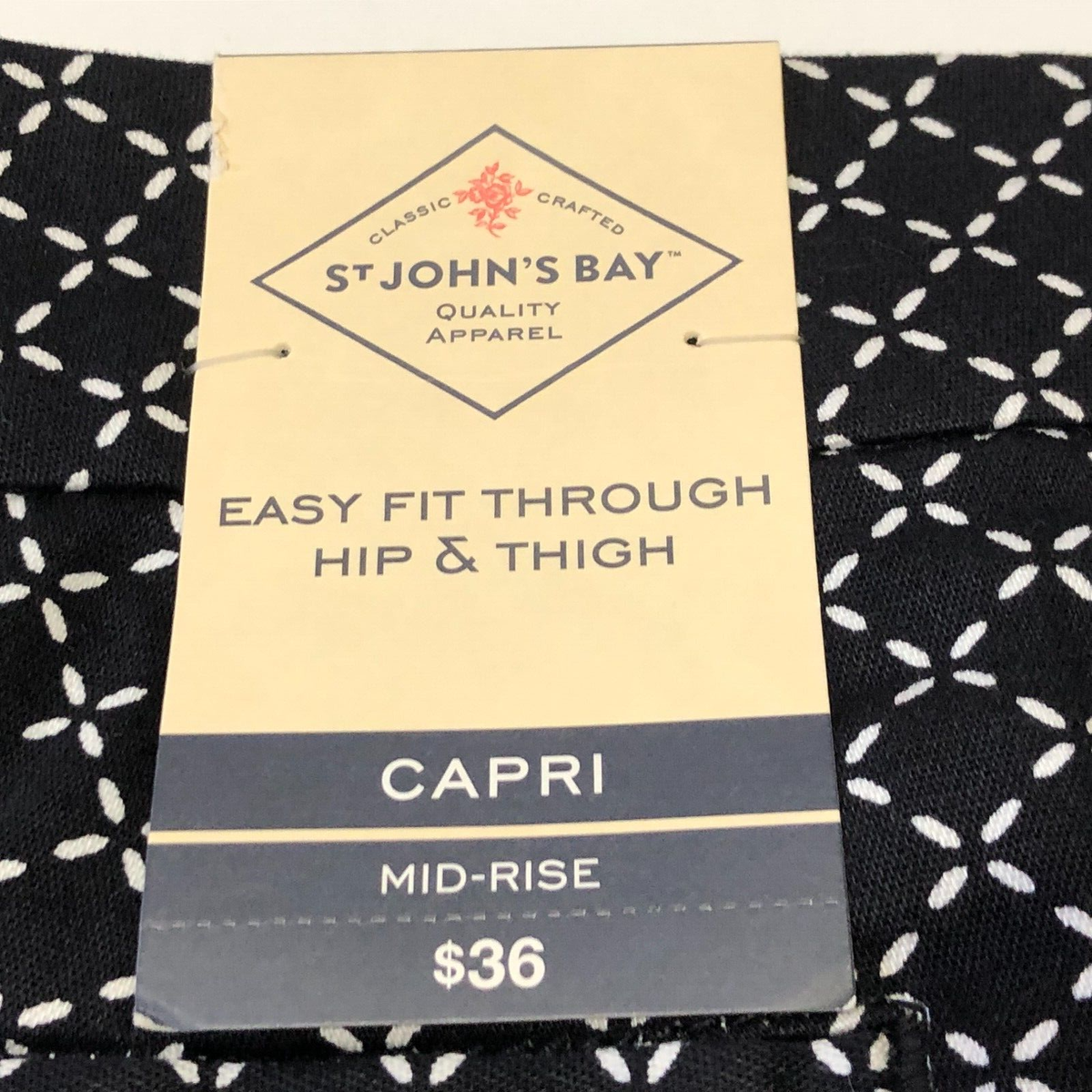 New St John's Bay Easy Fit Through Hip&Thigh Capri Ankle Mid-Rise