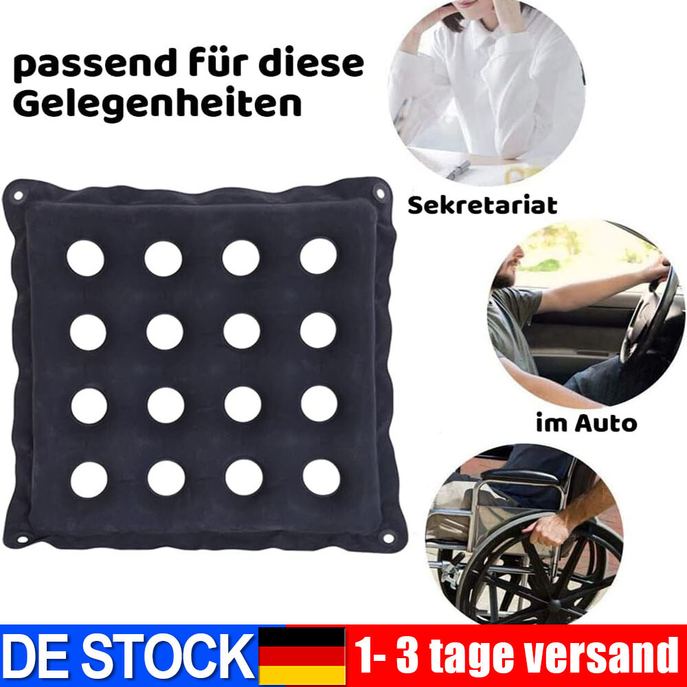 Aufblasbares Waffelkissen Luftpolster Sitzkissen mit Pumpe Massage-Luftkissen