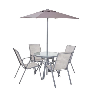 Garden Table And Chairs With Parasol 6 Piece Patio Furniture Dining Set